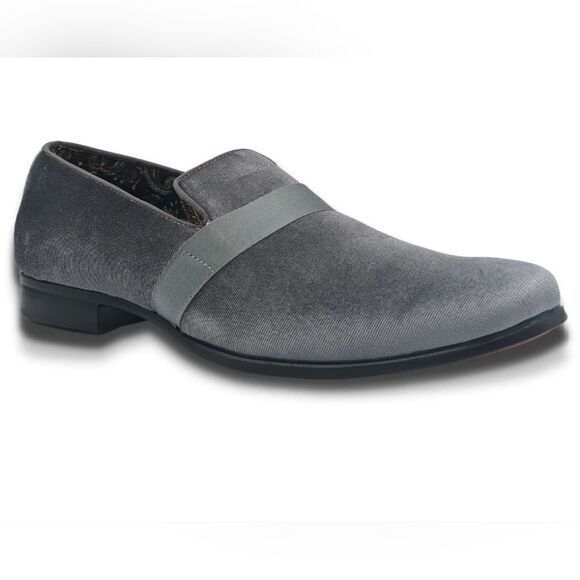 MONTIQUE MEN'S SOLID VELVET GREY FASHION SLIP-ON SHOE S91. - Picture 1 of 3